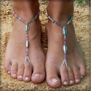3/$30 B2G1 FREE! Sun Sandals Disco pink blue beads